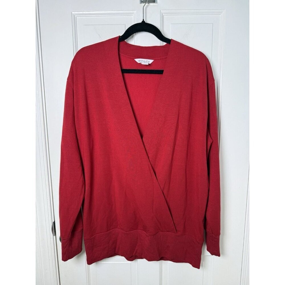 Athleta Purana VNeck Wrap Red Sweatshirt Womens Size Medium